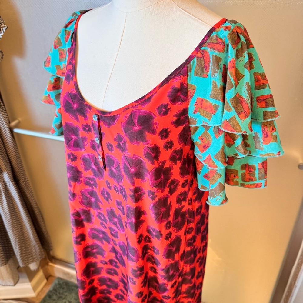 THU THU 100% Silk Colorful Mini Dress - Picture 7 of 16